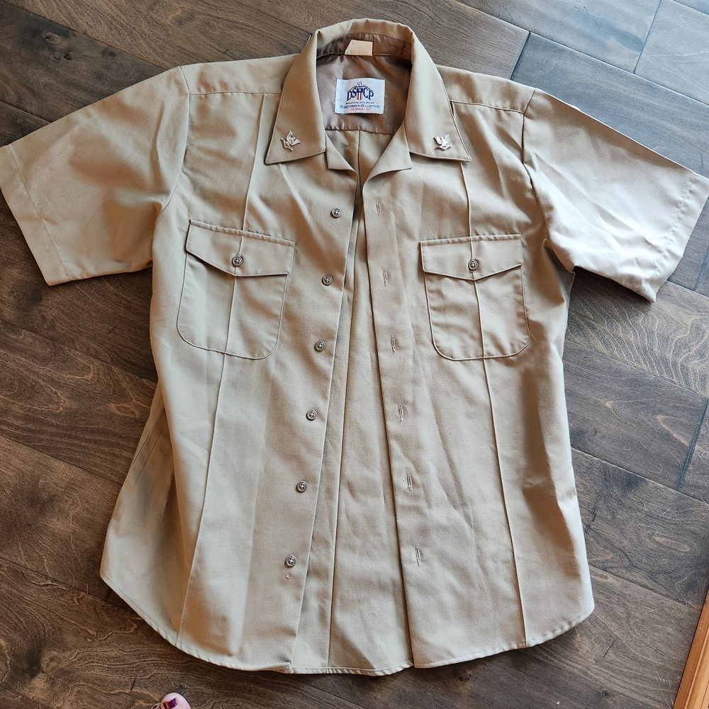 Men's Beige Button-Down Shirt